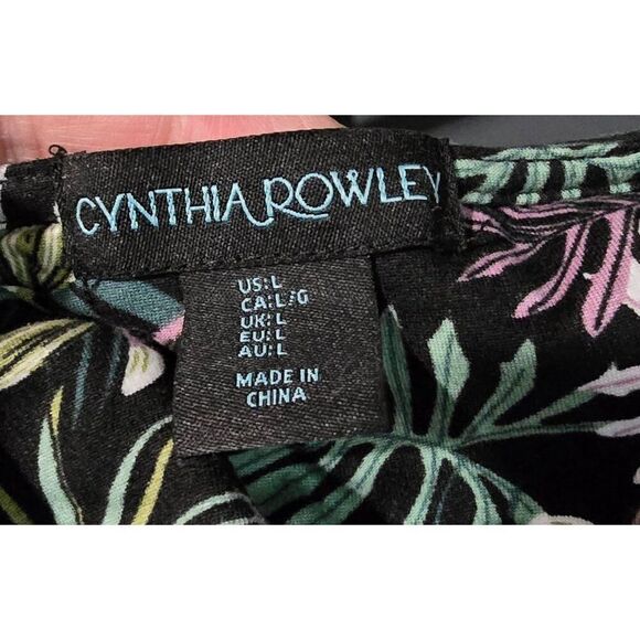 Cynthia Rowley Sleeveless Tropical Leaf Print Dress Multicolor Womens Size L - Picture 6 of 7